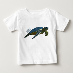 Camiseta Para Bebê Ilustração de desenho animado de tartaruga marinha