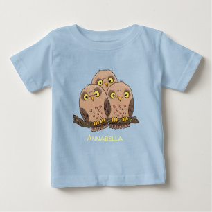 Camiseta Para Bebê Ilustração de desenho animado de trio de corujinha
