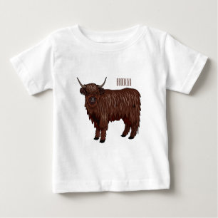 Camiseta Para Bebê Ilustração de desenho animado de vaca em terras al