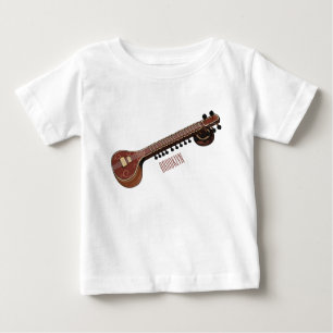 Camiseta Para Bebê Ilustração de desenho animado de violão