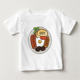 Camiseta Para Bebê Ilustração de desenho animado do café da manhã em