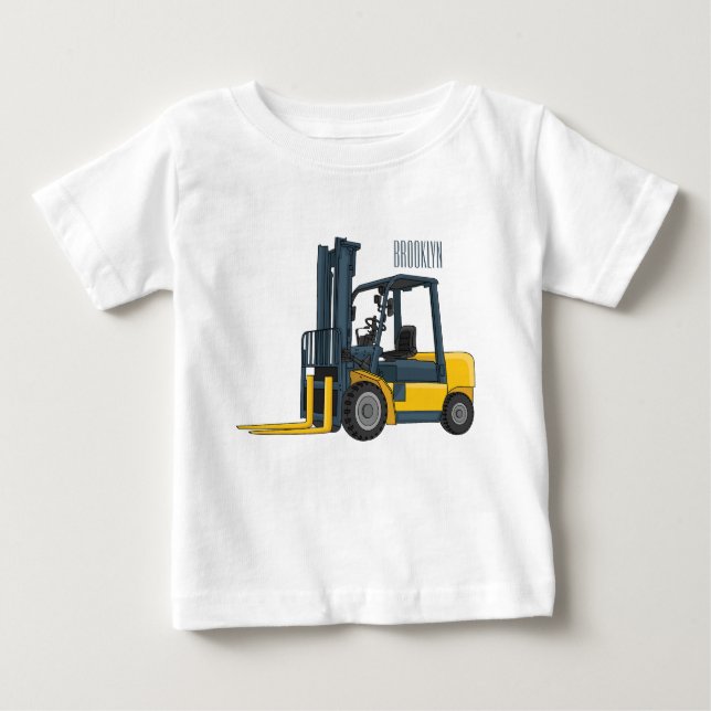 Camiseta Para Bebê Ilustração de desenho animado do empilhador (Frente)