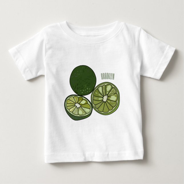 Camiseta Para Bebê Ilustração de desenho animado do limão Kaffir (Frente)