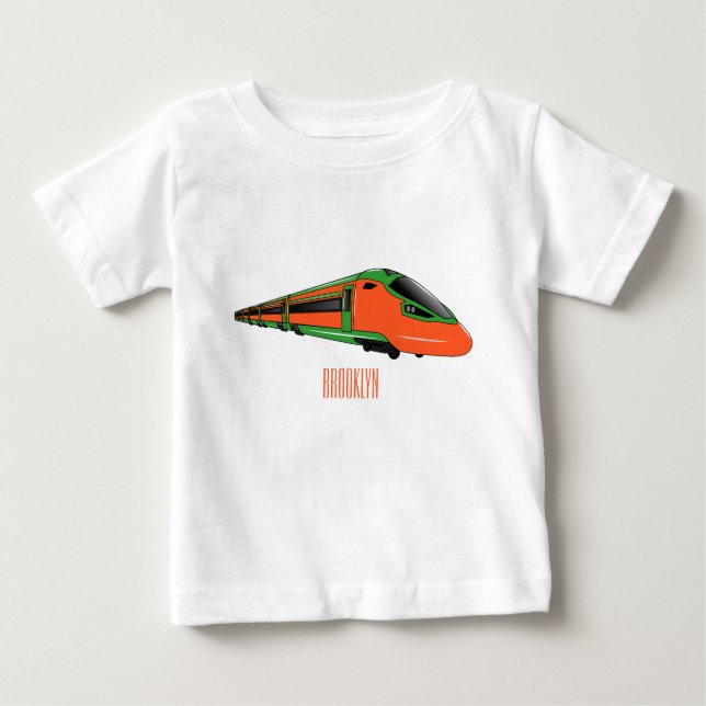 Camiseta Para Bebê Ilustração de desenho animado do trem de bala (Frente)