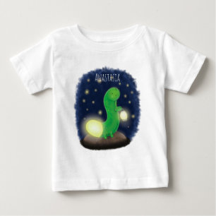Camiseta Para Bebê Ilustração de desenho animado do verme verde-cla