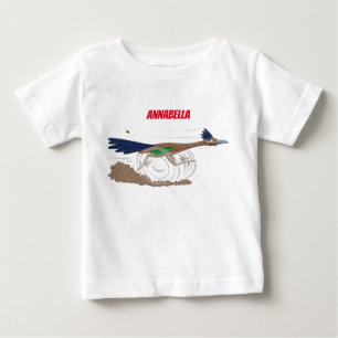 Camiseta Para Bebê Ilustração de desenho animado engraçada do pássaro