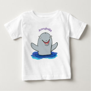 Camiseta Para Bebê Ilustração de desenho animado feliz e adorável