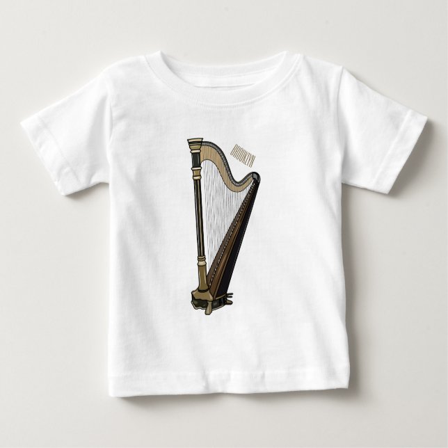 Camiseta Para Bebê Ilustração de desenho animado Harp (Frente)