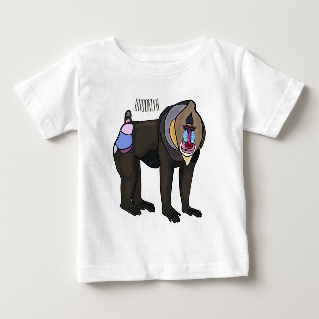 Camiseta Para Bebê Ilustração de desenho animado Mandrill (Frente)