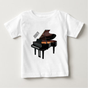 Camiseta Para Bebê Ilustração de desenho animado Piano
