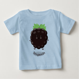 Camiseta Para Bebê Ilustração de desenho animado roxo amora preta fof