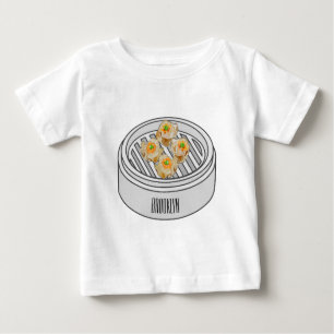 Camiseta Para Bebê Ilustração de desenho animado Shumai dim sum