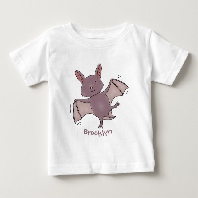 Camiseta Para Bebê Ilustração de desenho animado voador de filhotes (Frente)