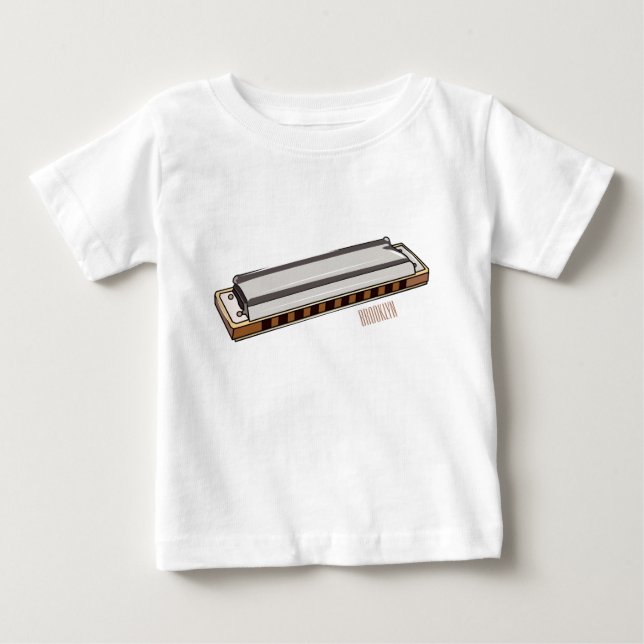 Camiseta Para Bebê Ilustração de desenho da Harmonica (Frente)
