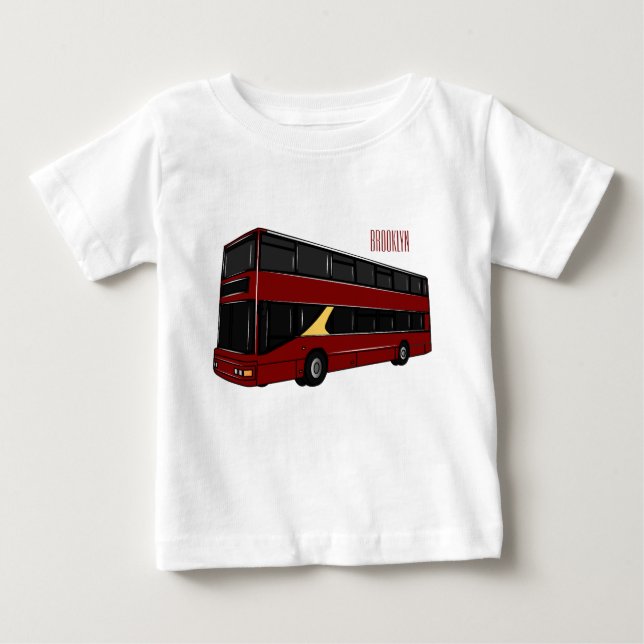Camiseta Para Bebê Ilustração de desenho de barramento de dois andare (Frente)