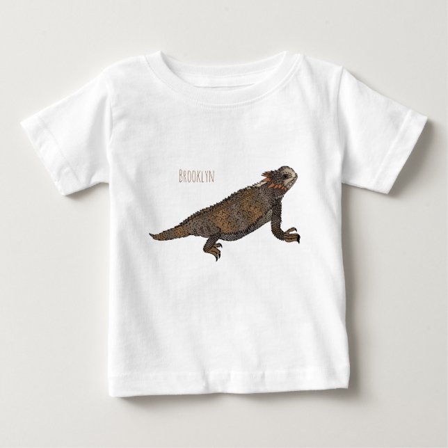 Camiseta Para Bebê Ilustração de desenho de lagarto com horda-regal (Frente)