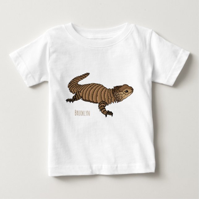Camiseta Para Bebê Ilustração de desenho de lagarto girado por Armadi (Frente)