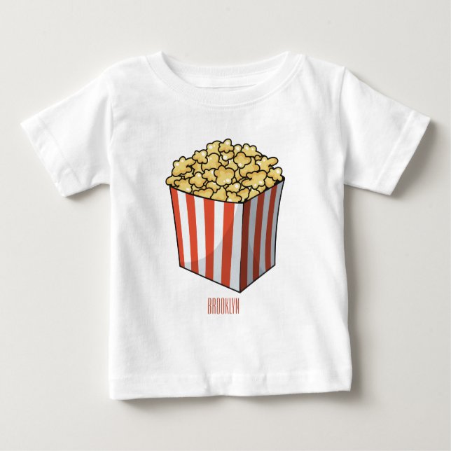Camiseta Para Bebê Ilustração de desenho de pipoca (Frente)