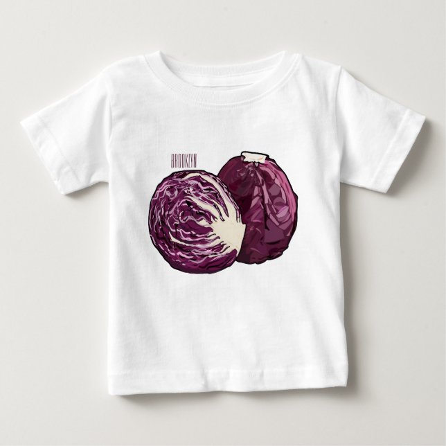 Camiseta Para Bebê Ilustração de desenho de repolho vermelho (Frente)