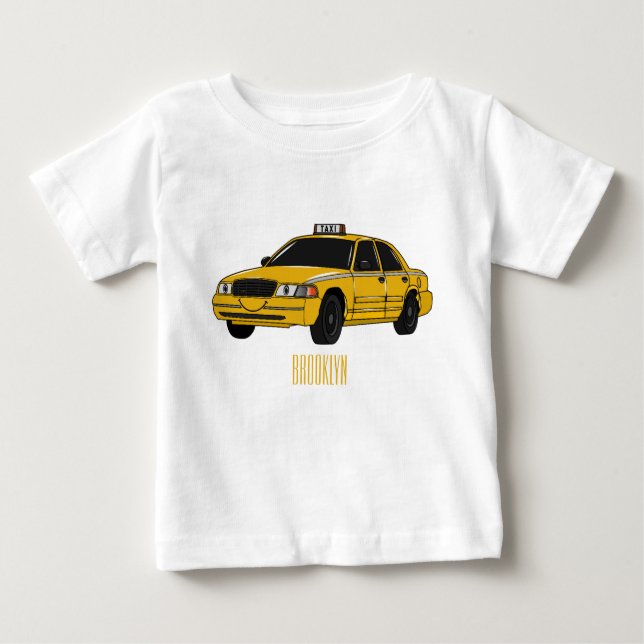 Camiseta Para Bebê Ilustração de desenho de táxi (Frente)