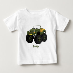 Camiseta Para Bebê Ilustração de desenho de um caminhão monstro verde