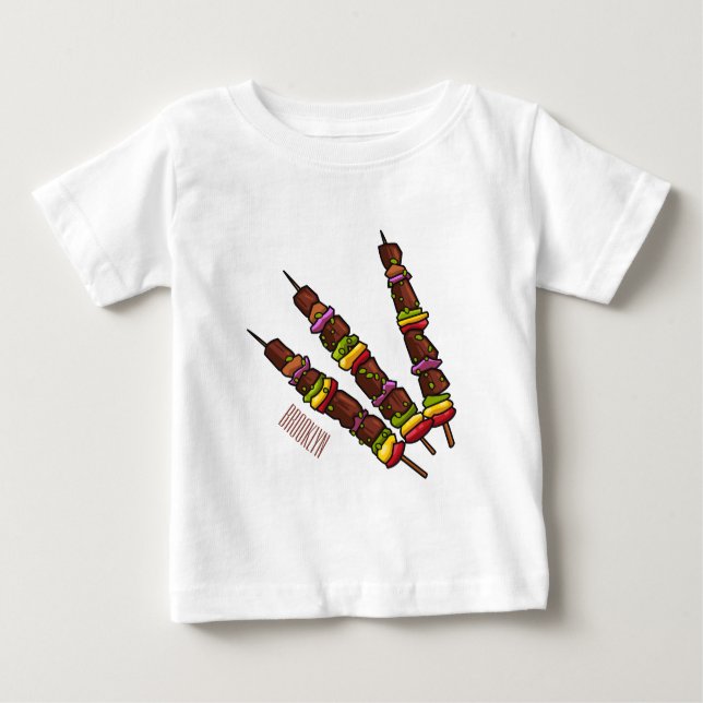 Camiseta Para Bebê Ilustração de desenho do Kebab ou kabob (Frente)
