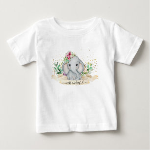 Camiseta Para Bebê Ilustração de Elefante de Bebê - 