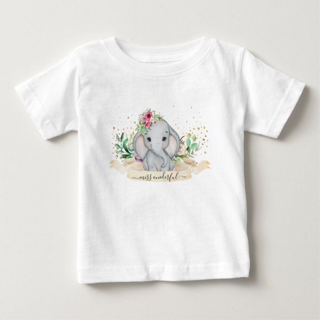 Camiseta Para Bebê Ilustração de Elefante de Bebê -  (Frente)