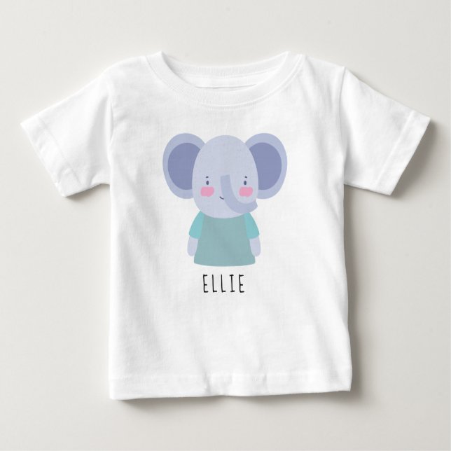 Camiseta Para Bebê Ilustração de Elefante Gratuito - Personalizável (Frente)