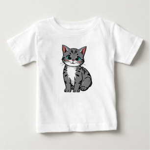 Camiseta Para Bebê Ilustração de Gato de Cartoon e Hamster