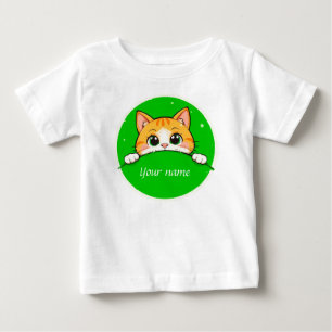 Camiseta Para Bebê Ilustração de Gato Fofo