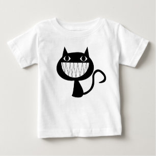 CAMISETA PARA BEBÊ ILUSTRAÇÃO DE GATOS PRETO E BRANCO
