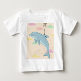 Camiseta Para Bebê Ilustração de Golfinho Voador Entregando Cartas 
