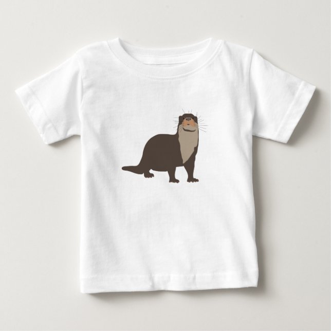 Camiseta Para Bebê Ilustração de Lontra Fofa (Frente)