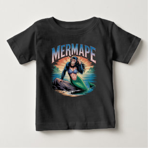 Camiseta Para Bebê Ilustração de Mermape – Macaco Sereia Animal Engra