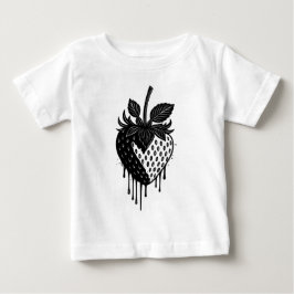 Camiseta Para Bebê Ilustração de Morango com Gotejamento Derretido