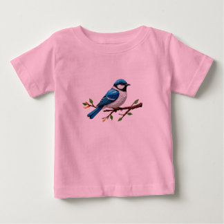 Camiseta Para Bebê Ilustração de passarinho azul no galho