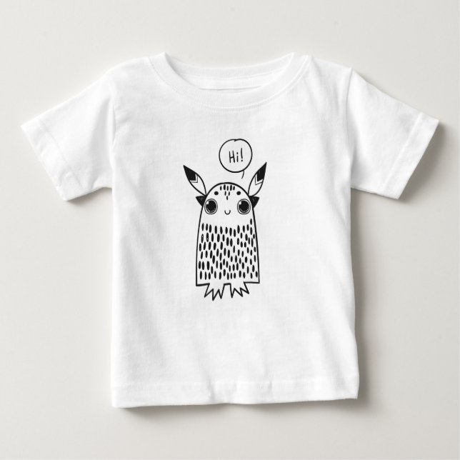 Camiseta Para Bebê Ilustração de Pequeno Monstro Bonito (Frente)