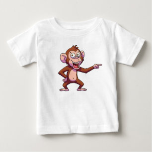 Camiseta Para Bebê Ilustração de Personagem de Macaco Apontando