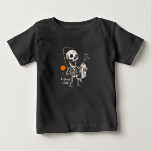 Camiseta Para Bebê Ilustração de pesca de esqueleto desenhado à mão