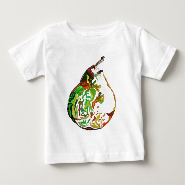 Camiseta Para Bebê Ilustração de pop de de fruta de pintura de pera (Frente)
