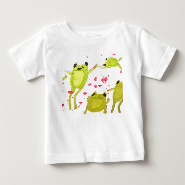 Camiseta Para Bebê Ilustração de sapo fofo (Frente)