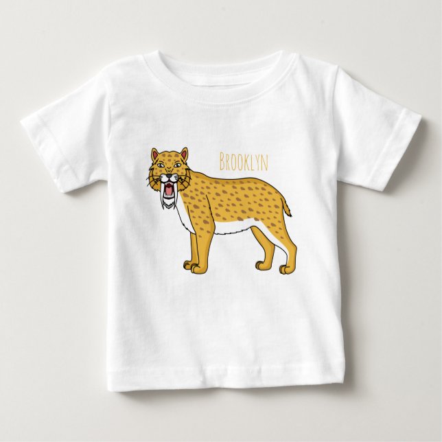 Camiseta Para Bebê Ilustração de tigre com dentes de Saber (Frente)