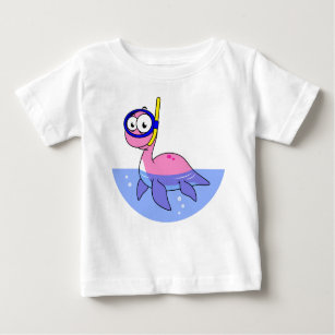 Camiseta Para Bebê Ilustração De Um Monstro De Snorkeling Loch Ness.