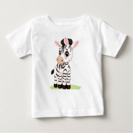 Camiseta Para Bebê Ilustração de um T-Shirt Zebra Cuta