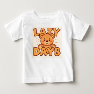 Camiseta Para Bebê Ilustração de Urso de Pelúcia Fofo com Texto Dias 