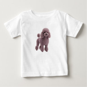 Camiseta Para Bebê Ilustração Digital de Poodle Roxo