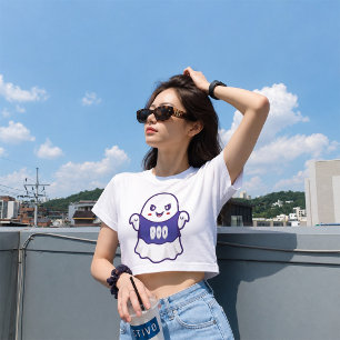 Camiseta Para Bebê Ilustração Divertida de Fantasma Assustador para D