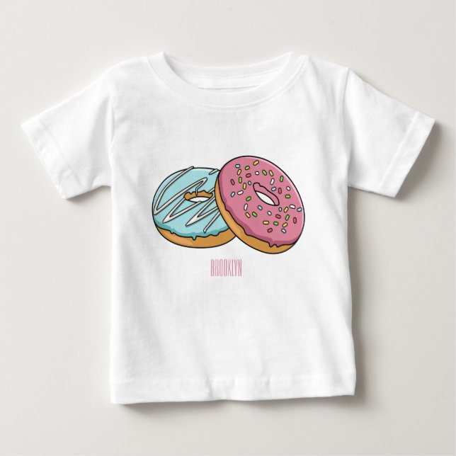 Camiseta Para Bebê ilustração do desenho animado de rosquinha (Frente)