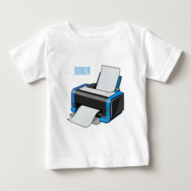 Camiseta Para Bebê Ilustração do desenho da impressora (Frente)